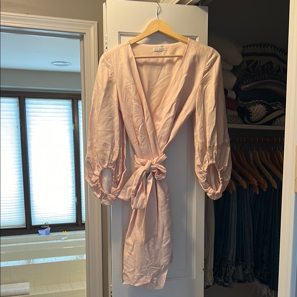 Club Monaco Pink Wrap Mini Dress with Plunge Neckline